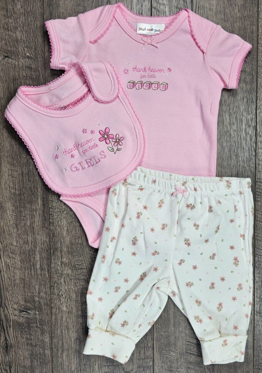 Baby Girl Clothes Nwot Just One Year Carter's Newborn 3pc Thank Heaven Outfit