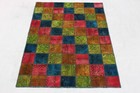 Grand Tapis Patchwork Oriental Vintage - 203x140 Cm - Laine Nouée Main - Coloré