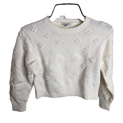 J.Crew Crewcuts Girls $70 Bobble Sweater Ivory Size S(6-7) CD087 - Picture 2 of 6