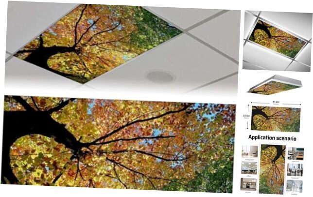 2 Pack Fluorescent Light Cover for Classroom,Ceiling Golden Leaves in Autumn