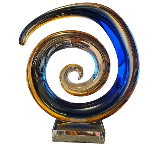 Murano Hand-Blown Art Glass Modern Abstract Swirl Multi Colored