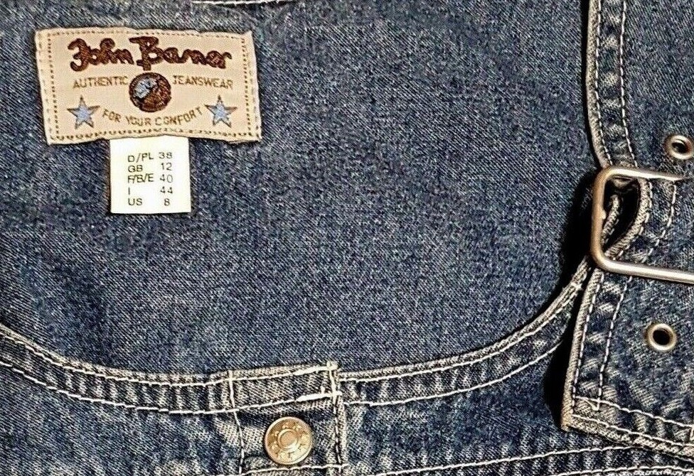 john baner denim dress Vintage JOHN BANER Women Denim/Jeans Blue Dress Robe Sleeveless Size US 8/UK 12