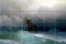 Art Marine Storm Ocean Sailboat Ceramic Mural Backsplash Bath Tile 2145