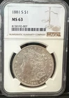 1881-S Morgan Silver Dollar NGC MS-63