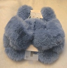LC Lauren Conrad Women's X Band Faux Fur Slippers  Size M 7-8  Blue
