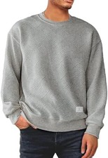 Men's Crewneck Sweatshirts Soild Color Geometric Texture Long Sleeve Casual Pull