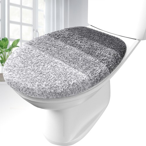 Soft Microfiber Bathroom Toilet Lid Cover, Machine Washable Seat Covers, 17.5...