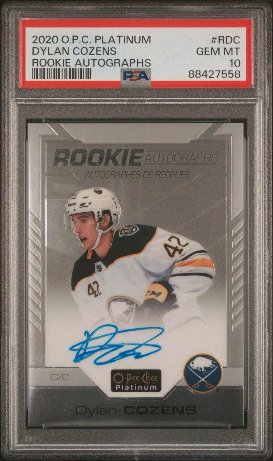 DYLAN COZENS 2020 O-Pee-Chee Platinum Rookie Autographs - On Card Auto - PSA 10