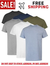 6 Pack Hanes Men's Value Pack Assorted Pocket T-Shirt Undershirts Size S - 3XL