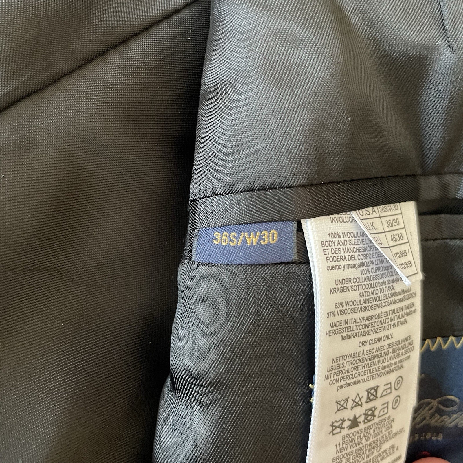 Brooks Brothers Men's 1818 Suit Jacket Blazer 36S Black Slim Fit Estrato - NWOT image 10