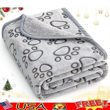Soft Pet Blanket Medium Dogs Cat Comfort Fleece Paw Print Washable Multi Use