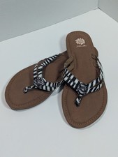Yellow Box Divinity Zebra Animal Print Flip Flops Sandals Women's Size 10