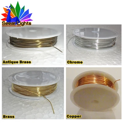 SEEAR LIGHTS 3.5m Reel Chandelier Wire Light Parts Links Prisms Crystals Droplets Glass Drops