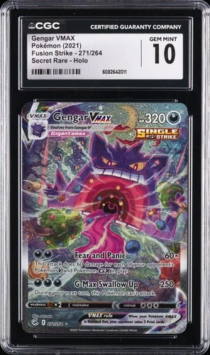 2021 POKEMON FUSION STRIKE SECRET RARE HOLO #271 GENGAR VMAX CGC 10