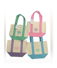 Trader Joe's Mini Canvas Tote Bags Set New w/Tags 6 Foldable Pastels/Multicolors