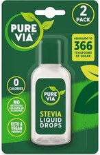 Pure Via Stevia Liquid Drops 2 x 55ml  Zero Calorie Vegan and Keto Friendly