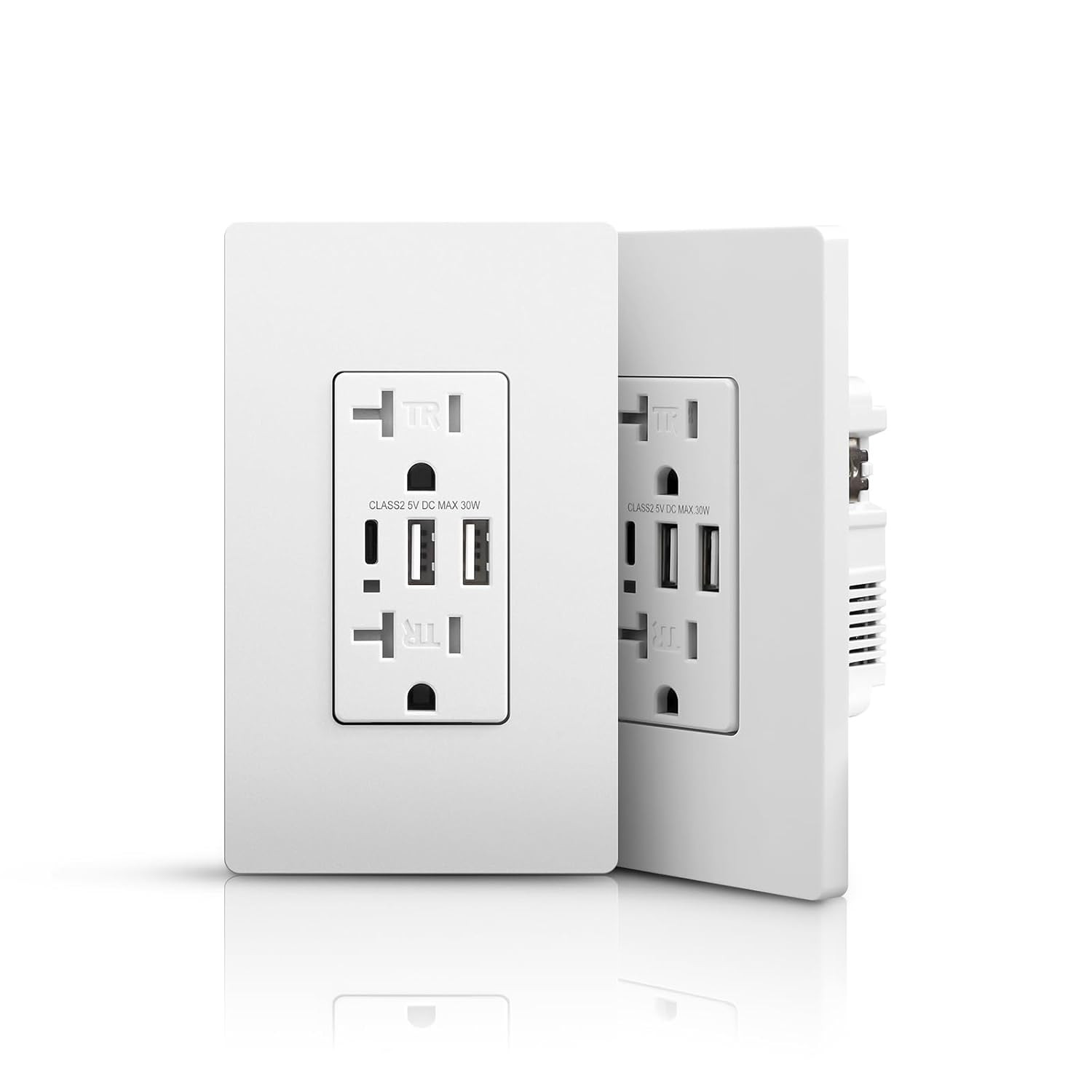 USB Outlets Receptacles, 3-Port USB C Outlet, 30W 6.0A Electrical USB Outlet, 20