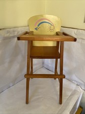 Vintage Wooden Doll High Chair 1950-1960 Designed For Children  s Toys