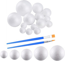 50 Pack Craft Foam Balls,White Polystyrene Smooth round Balls, 5