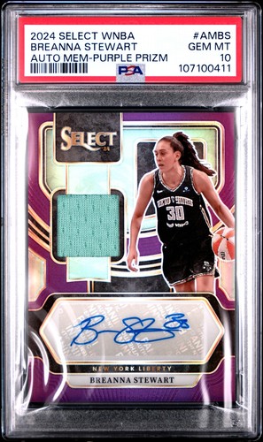 2024 Panini Select Breanna Stewart #AM-BS Patch Autograph /99 PSA 10
