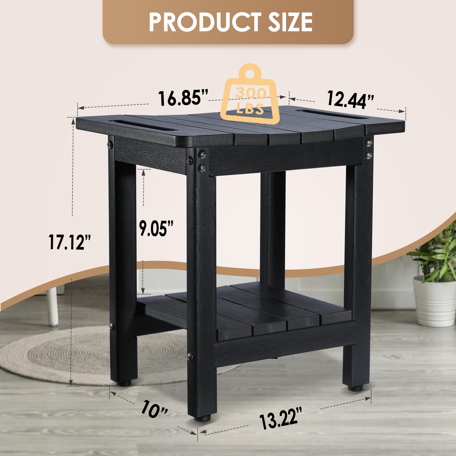 HDPE Shower Bench for Inside Spray Bath – Waterproof, Durable Shower Seat for...