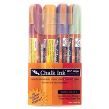 Chalk Ink Wet Wipe Markers Earthy Set of 4 Made in Japan 6mm Chisel NEW