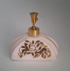 Pink Milk Glass Perfume Bottle Vintage MCM France Gold Gilt Design Deer & Leaf