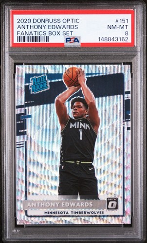 PSA 8 Anthony Edwards Fanatics Box Set Prizm SP 2020 Donruss Optic Rated Rookie