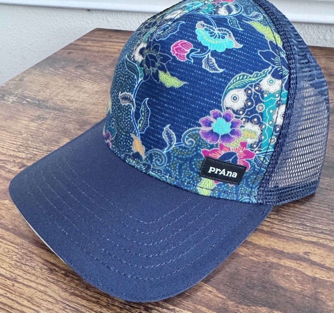 PRANA Navy Trucker Hat in Hybrid Adventures-Unisex One Size NWT