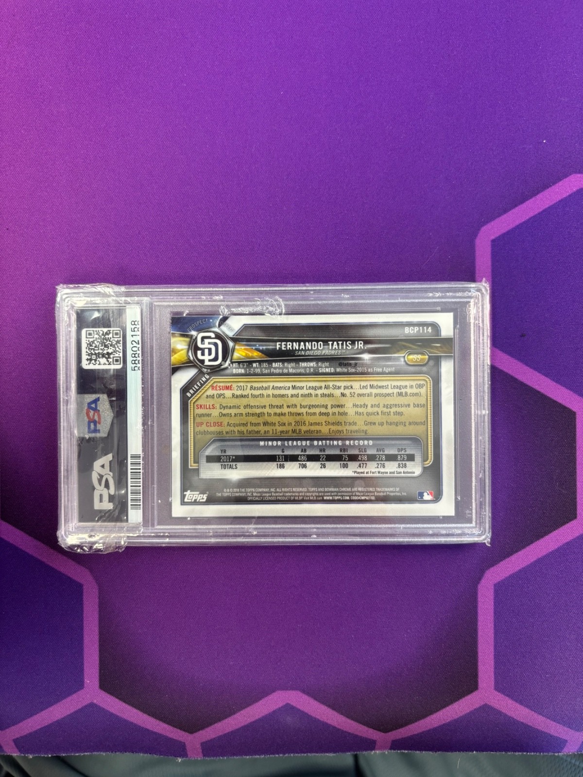 Fernando Tatis Jr. 2018 Bowman Chrome Mojo Refractor RC  PSA 10 GEM MINT view 2