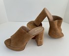 Inez Ceci Platform Mules In Tan Suede Open Toe Made In Spain Size 8 — photo 2