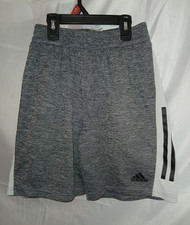 adidas Boys Athletic Basketball Shorts M 10/12 Gray Heather Mesh Panels