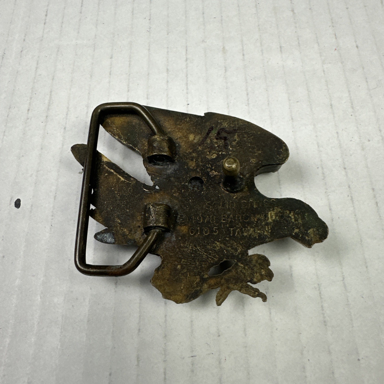 Vintage 1978 Belt Baron Buckle 6105 BBB Solid Brass Eagle Made in Taiwan