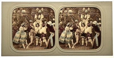 Spectacle Clown Acrobat c1860 Foto Stereo Diorama Vintage Albumin § Nb