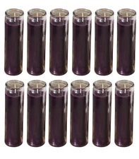 Bulk Prayer Candles - Unscented 2.5"x 8" Tall Container Candle - Purple, 12 PCS