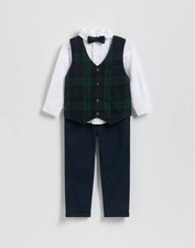 Lene Baby Boy Formal Plaid Holiday Dresswear Vest Suit Set 12 Months