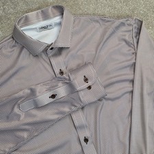 Collars and Co Men's Dress Collar Stretch Polo Shirt Size M Brown Houndstooth