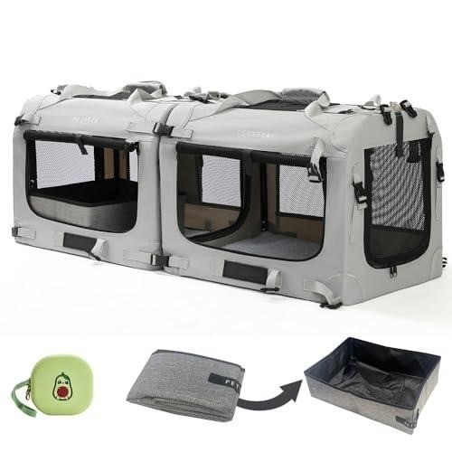 Petseek Extra Large Soft-Sided Cat Carrier, 24&rdquo; X 16.5&rdquo; X 16&rdquo;, Grey