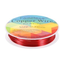Jewelry Wire 10ft 21 Gauge Brass Craft Jewelry Wrapping Wire, Bright Red
