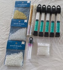 Lot Of Assorted Seed Beads For Jewelry Making Or Crafting Gold White Translucent