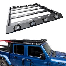 Vijay For 2020-2026 Jeep Gladiator Roof Rack Cargo Luggage Carrier With 4 Lights
