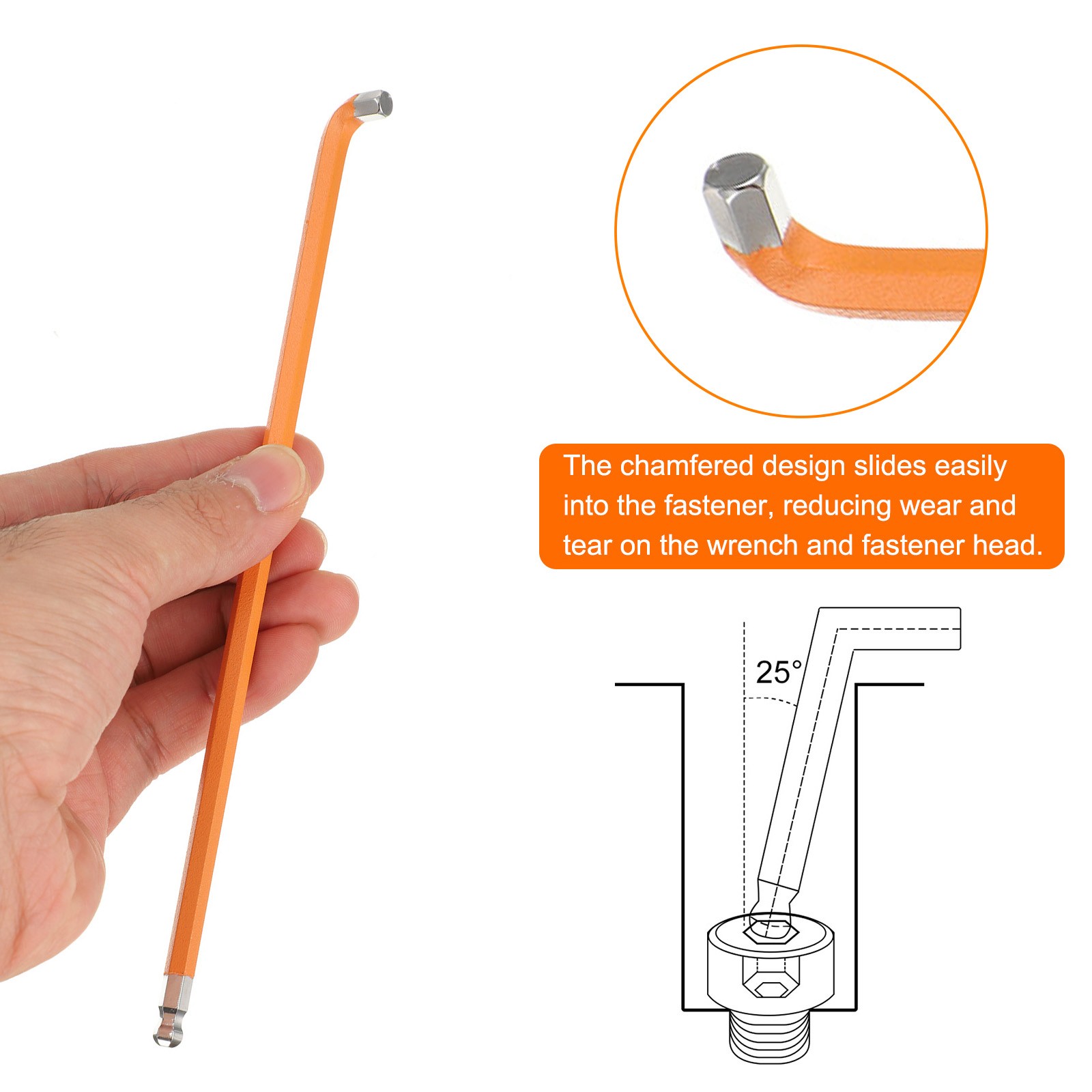 9pcs Ball End Hex Key Wrench Set 1.5-10mm L-Shape Metric Wrenches