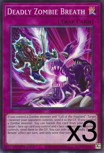 3X Yugioh Deadly Zombie Breath MZMU-EN010 Super Rare 1st Edition NM
