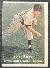 1957 TOPPS ROY FACE (PITTSBURGH PIRATES) #166 OC SMALL CORNER CREASE