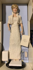 Diana Princess Of Wales Porcelain Portrait Doll Franklin Mint Pearl Elvis Dress