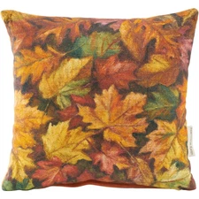 Set of 2 Fall Leaves throw pillows, 12" x 12", Fall Colors, Harvest PBK NWT