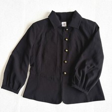 Cabi Jacket Black Peplum Gold Button Puff Sleeve Size 10 Black
