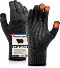 Merino Wool Touchscreen Gloves Warm Anti-Slip Thermal Liner Gloves for Winter