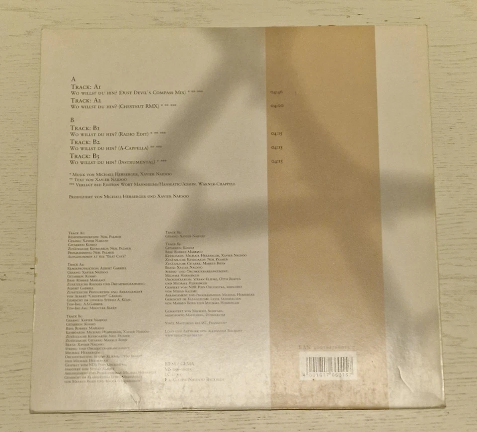🎶 Xavier Naidoo – Wo willst du hin? | 12" Maxi | 33 RPM | Naidoo Records 🎶 - Bild 2 von 4