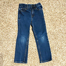 Cat  Jack Boys Straight Leg Jeans Dark Wash Denim Pants Adjustable Waist Size 5